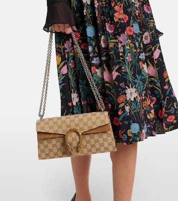 Dionysus GG canvas Small suede-trimmed crossbody bag | Gucci