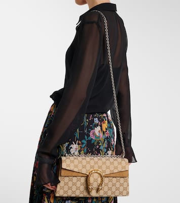 Dionysus GG canvas Small suede-trimmed crossbody bag | Gucci