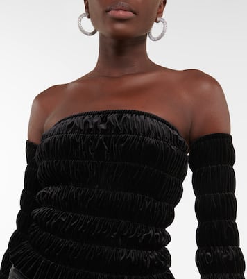Velvet tube top with detached sleeves | Norma Kamali