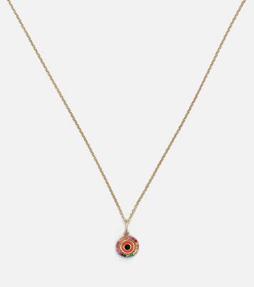 Halskette Evil Eye aus 14kt Gelbgold (585/1000) mit Emaille und Edelsteinen | Sydney Evan