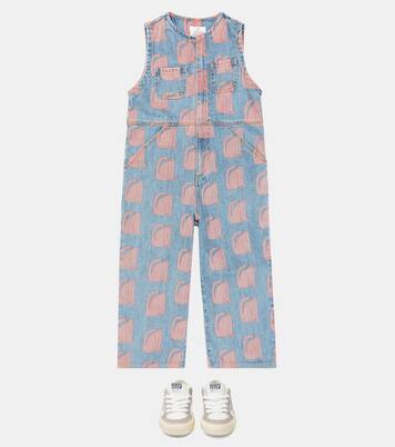 Cat print denim overalls | Jellymallow