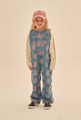 Cat print denim overalls | Jellymallow