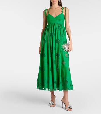 Robe midi brodée en coton mélangé  | Erdem