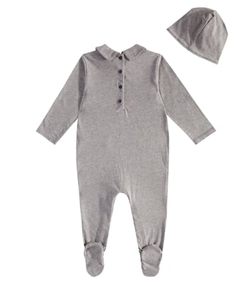 Baby cotton jersey onesie and beanie set | Balmain Kids