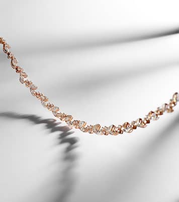 Leaf 18kt rose gold and enamel choker with diamonds | Kamyen