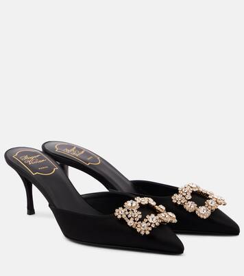 Efflorescence 65 embellished satin mules  | Roger Vivier