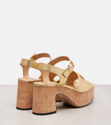 Plateausandalen VLogo aus Metallic-Leder | Valentino Garavani