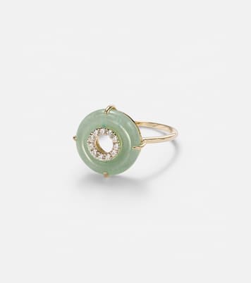 14kt gold ring with jade and diamonds | Mateo