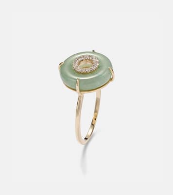 14kt gold ring with jade and diamonds | Mateo