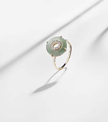 14kt gold ring with jade and diamonds | Mateo