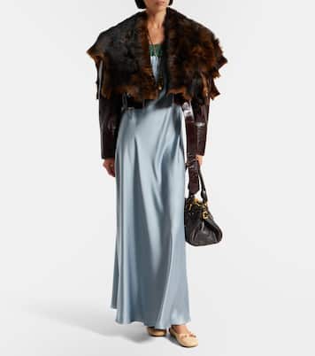 Cropped shearling-trimmed leather jacket | Chloé