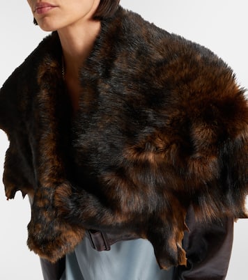 Cropped shearling-trimmed leather jacket | Chloé