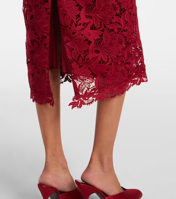 Abito midi in pizzo con cintura | Carolina Herrera