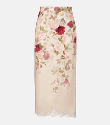 Hypnotic floral linen pencil skirt | Zimmermann