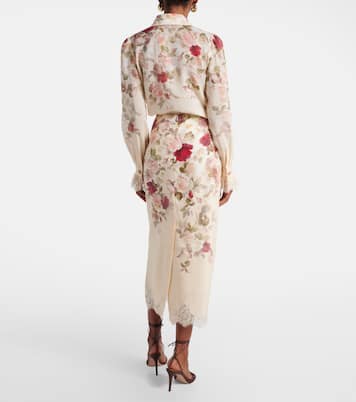 Hypnotic floral linen pencil skirt | Zimmermann