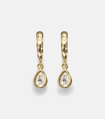 Hidden Gem 18kt gold huggie earrings with diamonds | Octavia Elizabeth