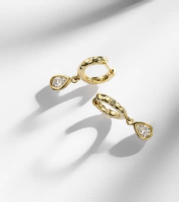 Hidden Gem 18kt gold huggie earrings with diamonds | Octavia Elizabeth