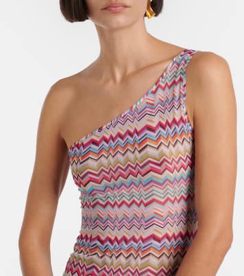 Zigzag one-shoulder maxi dress | Missoni