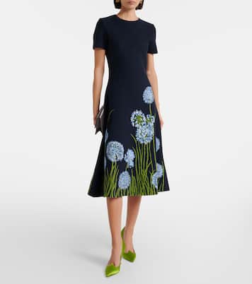 Robe midi en jacquard à fleurs | Oscar de la Renta