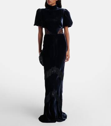 Minerva lace-trimmed velvet gown | Rebecca Vallance