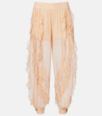 Rebellion Splice ruffled silk tapered pants | Zimmermann