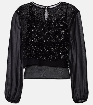 Marlowe sequinned sheer top | Velvet