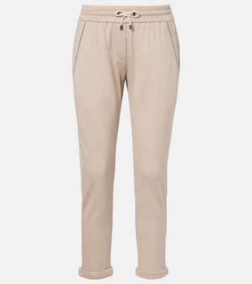Pantaloni sportivi Monili in cotone e seta | Brunello Cucinelli