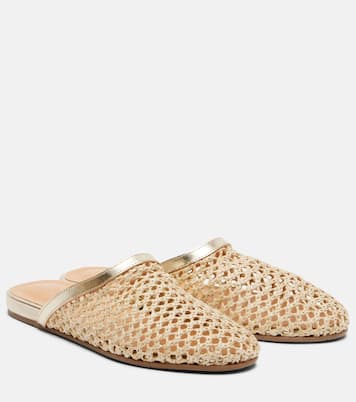 Leather-trimmed raffia mules | Ancient Greek Sandals