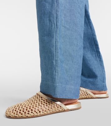 Leather-trimmed raffia mules | Ancient Greek Sandals