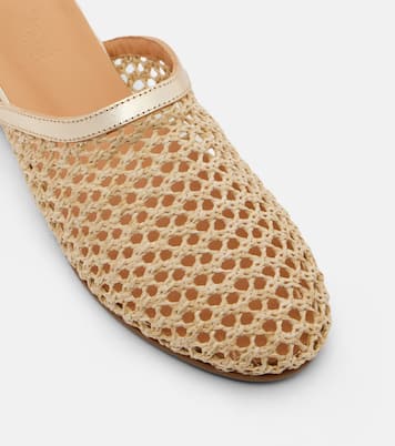 Leather-trimmed raffia mules | Ancient Greek Sandals