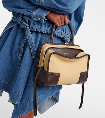 Henkeltasche aus Veloursleder mit Leder | Loewe