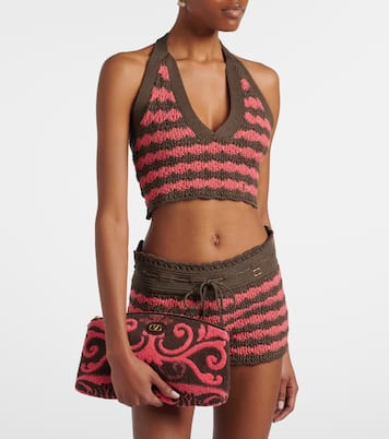 Striped knitted cotton crop top | Valentino