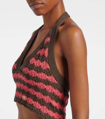 Striped knitted cotton crop top | Valentino