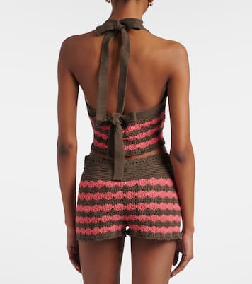 Striped knitted cotton crop top | Valentino