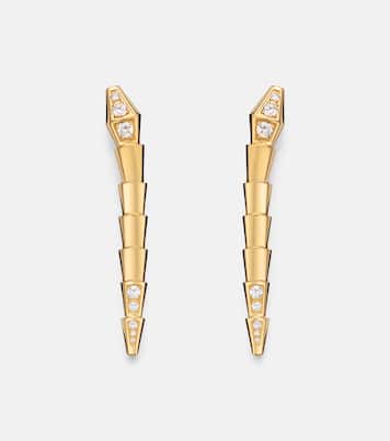 Serpenti Viper 18kt gold earrings with diamonds | Bvlgari