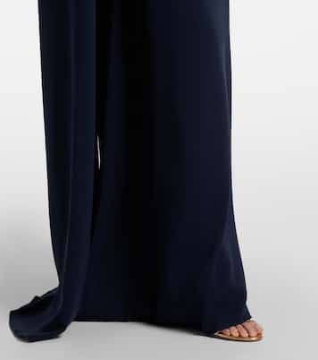 Embroidered caped silk-blend gown | Oscar de la Renta