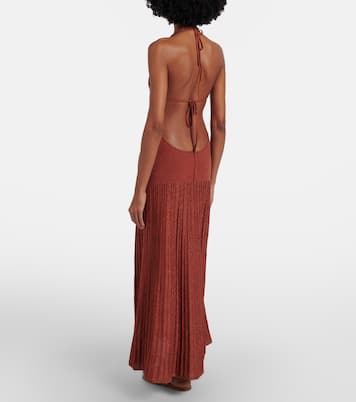 Plissé halterneck cotton-blend maxi dress | Faithfull