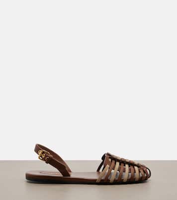 Sandales slingback en cuir et daim | Miu Miu