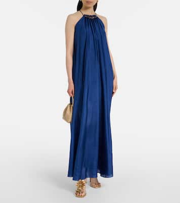 Abito lungo Aster in seta con perline | Zimmermann