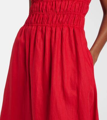 Ayla shirred linen midi dress | Staud