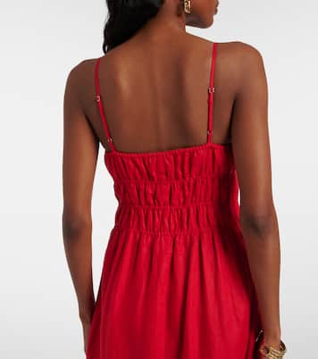 Ayla shirred linen midi dress | Staud