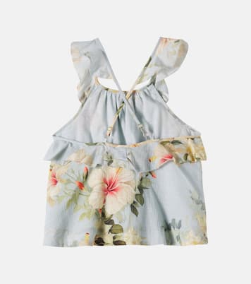 Mahon floral ruffled cotton tank top | Zimmermann Kids