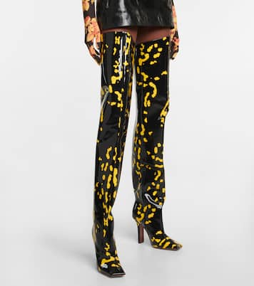 Bedruckte Overknee-Stiefel aus Lackleder | Vetements