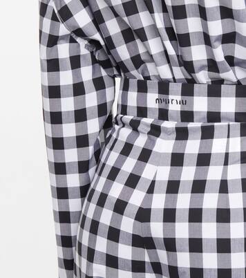 Gingham high-rise cotton pants | Miu Miu
