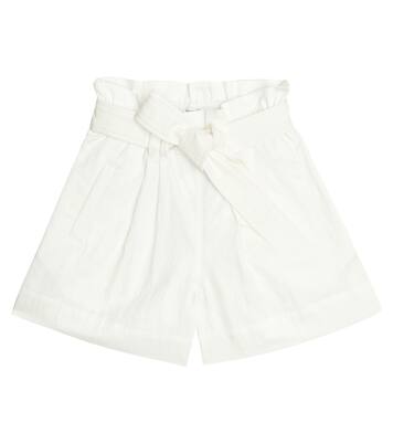 Cotton-blend paperbag shorts | Brunello Cucinelli Kids