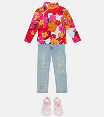 Floral turtleneck cotton jersey top | ERL Kids