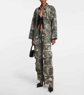 Chaqueta en denim estampada con cinturón | Blumarine