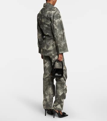 Chaqueta en denim estampada con cinturón | Blumarine