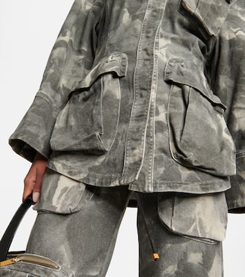 Chaqueta en denim estampada con cinturón | Blumarine