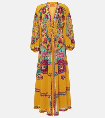 Robe longue en satin de soie à fleurs | La DoubleJ